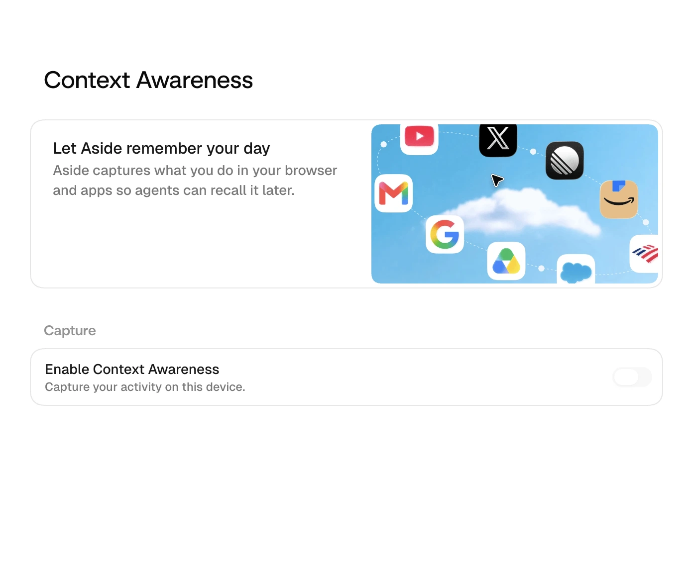 캡처: Settings › Memory › Context Awareness